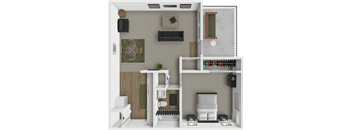 1 bed floor plan at woodman park apartments