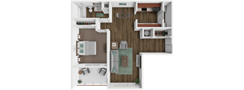 a floor plan of a house with a bedroom and a living room