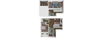 a floor plan of a house with a bedroom and a living room