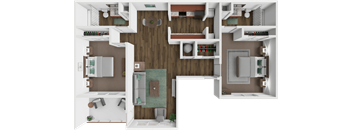 a floor plan of a house with a bedroom and a living room