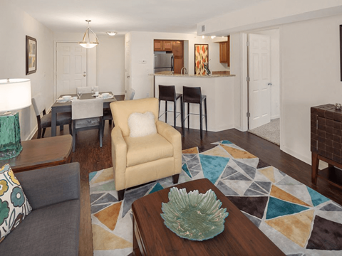 connected living and dining area