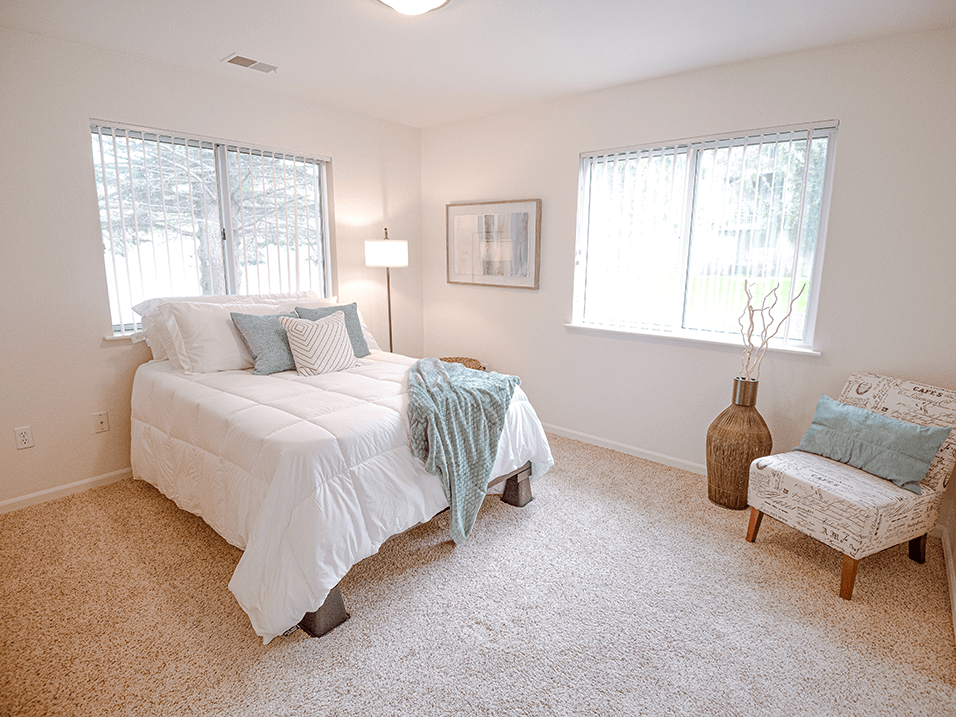 bedroom with two windows 