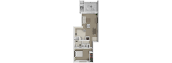 1 bed 1 bath Beech floor plan at Woodland Ridge