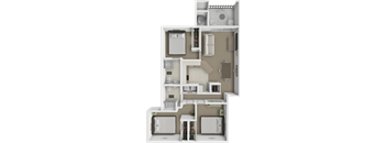 three bedroom two bath Silver Oak floor plan at Woodland Ridge