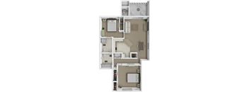 two bedroom two bath Sycamore floor plan at Woodland Ridge