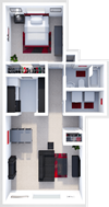 1 bedroom floor plan at wake robin