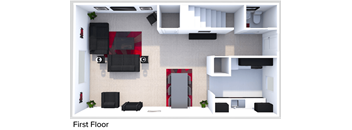 2 bedroom townhome level one floor plan
