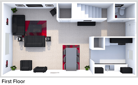 2 bedroom townhome level one floor plan