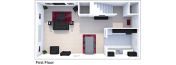 2 bedroom townhome level one floor plan