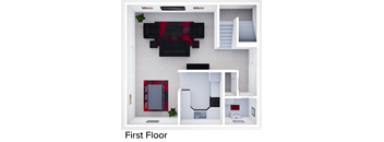 3 bedroom townhome floor plan level one