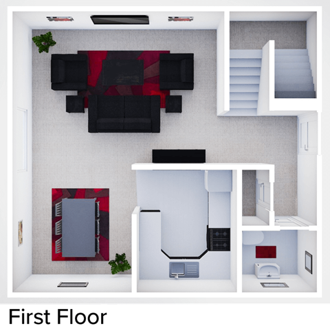 3 bedroom townhome floor plan level one