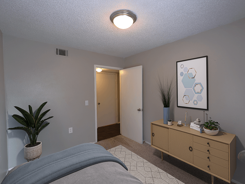 our apartments offer a bedroom with a closet and a door to the hallway