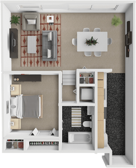 a floor plan of a house with a bedroom and a bathroom