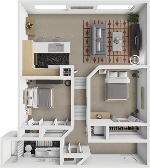 a rendering of a 3d floor plan of a house