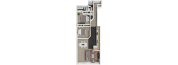 a floor plan of a house with a bedroom and a living room