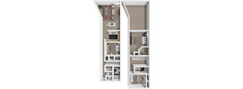 a floor plan of a house with a bedroom and a living room