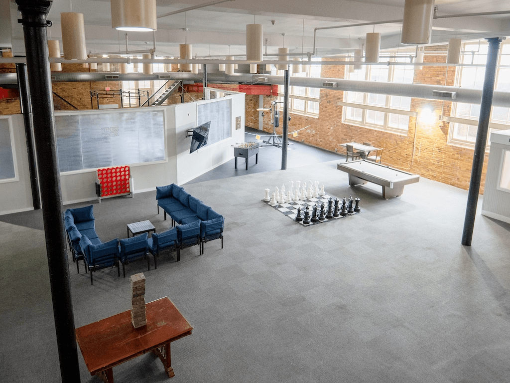 game room with a giant chess board