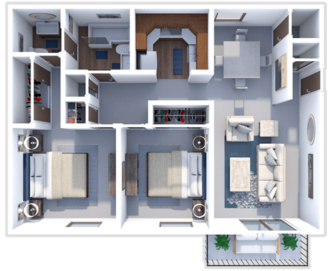 2 bed floor plan at westchester village