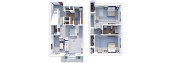 two bed townhome floor plan at westchester village