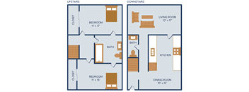 2 bedroom townhome floor plan