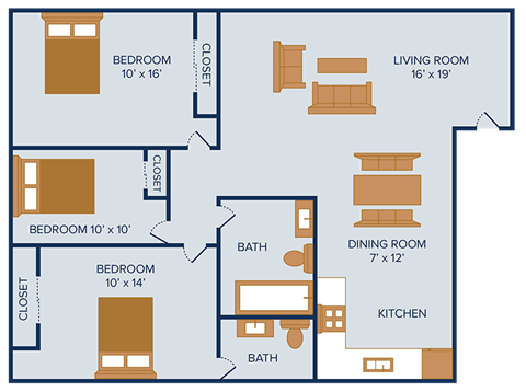 3 bedroom apartment floor plan