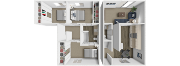 Yorktown 3 Bed floor plan at Williamsburg Way Apartments