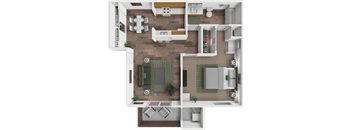 1 bed 1 bath floor plan at Wyoming Place