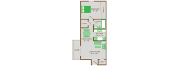 one bedroom one bathroom floor plan at walnut creek apartments