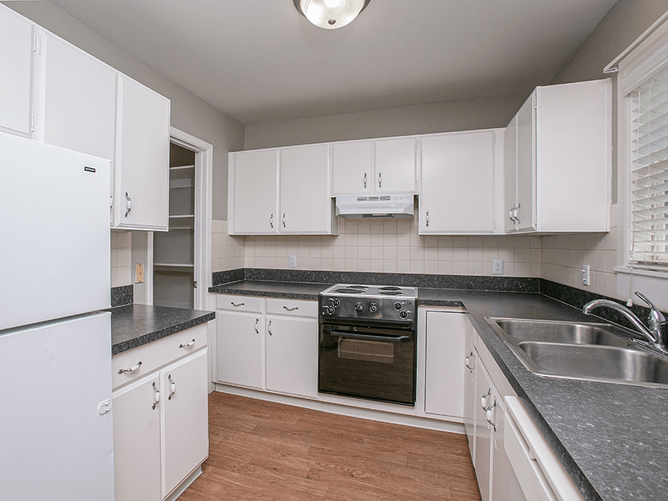 large kitchen with double sink