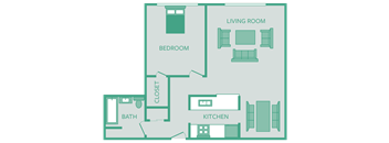 1 Bedroom 1 Bath    742 sq ft