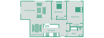 two bed one bath floor plan for westview apartments