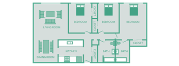 3 Bedroom 2 Bath    1175 sq ft