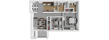 a rendering of a 3d floor plan of a house