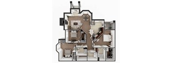 3 bed apartment in Lubbock floor plan