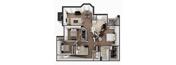 three bedroom apartment floor plan