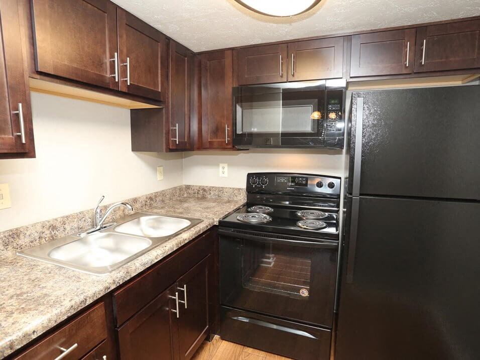 apartment kitchen with microwave