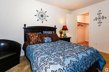 Apartment bedroom with closet amenity