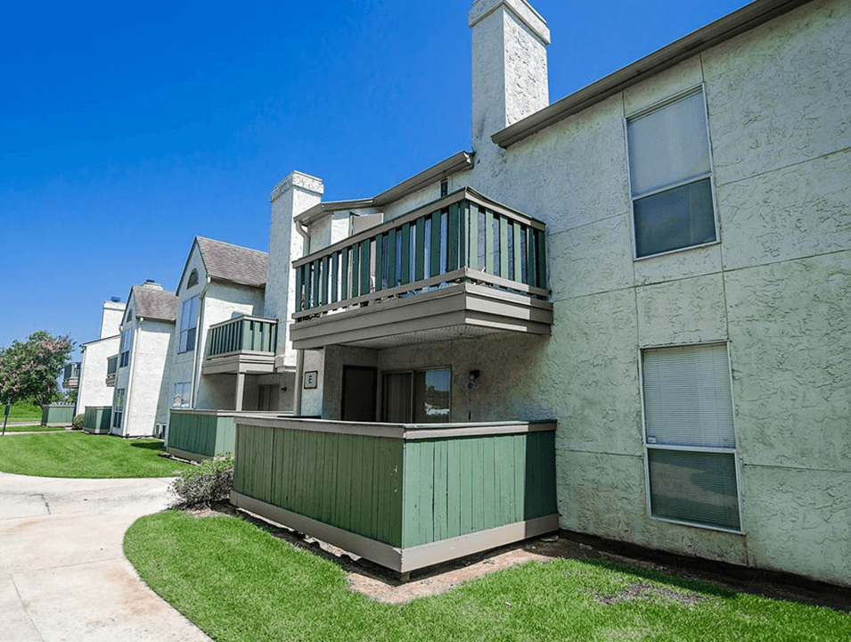 Patios and balconies at apartment complex 