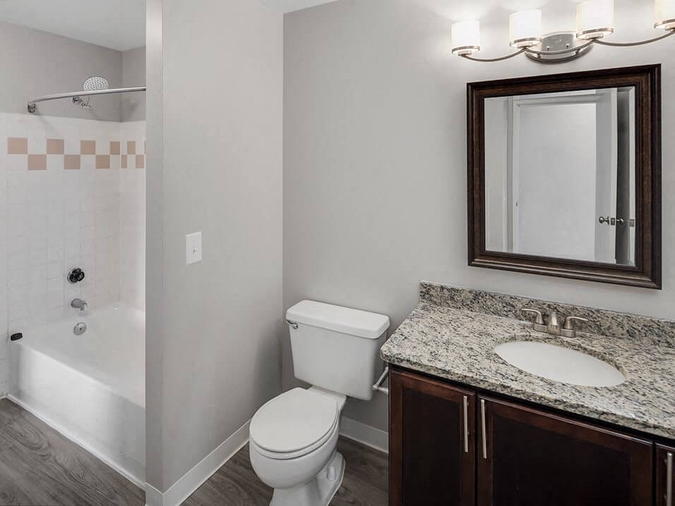 updated bathroom at The Heights Apartments