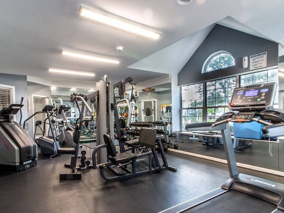 24 hour fitness center at The Heights Apartments