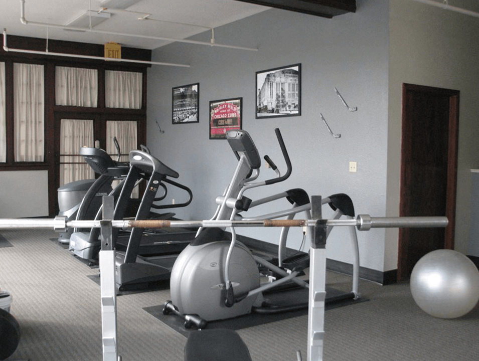 fitness center at apartments