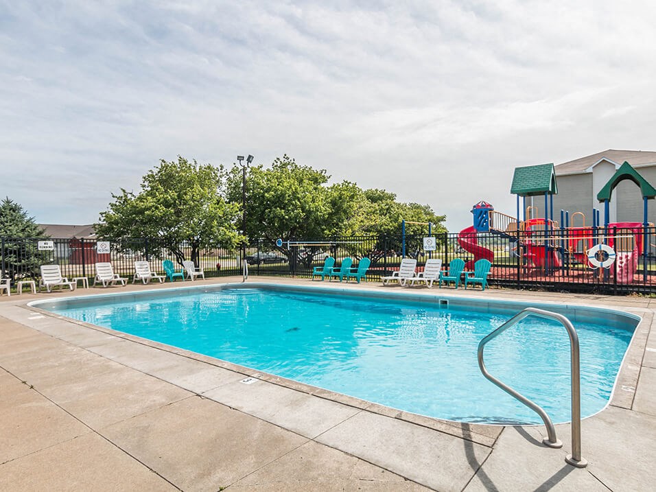 our apartments showcase a swimming pool
