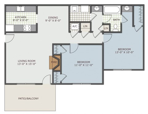 2 bedroom apartment floor plan