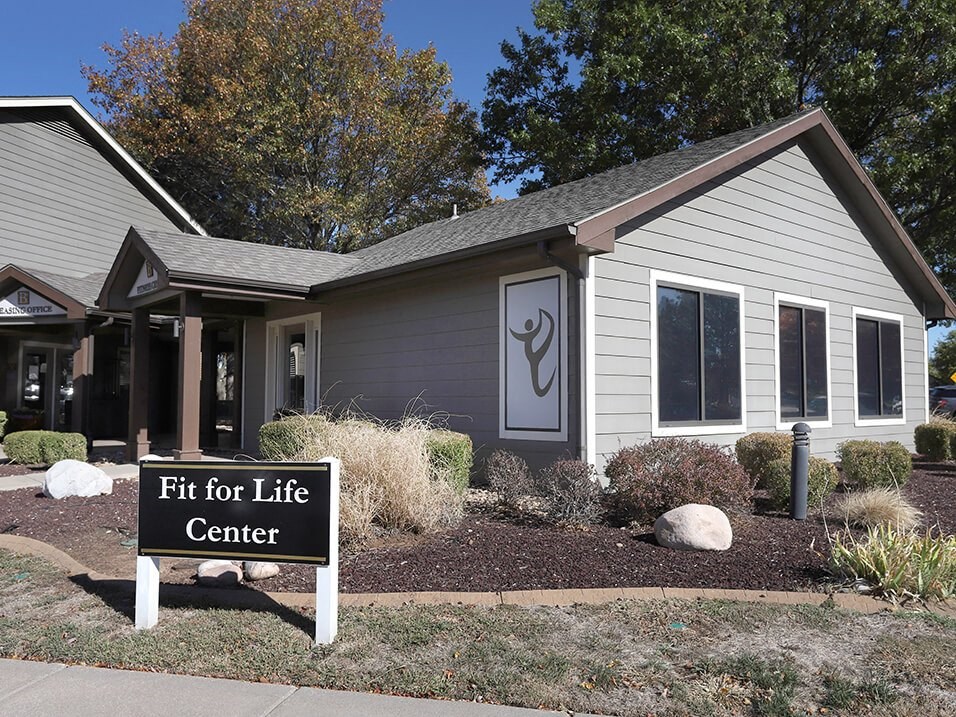 exterior of fitness facility at berkshire apartments and townhomes