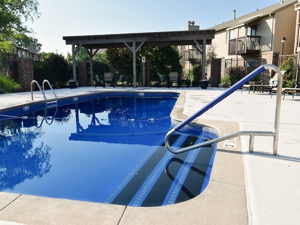 the swimming pool at our apartments is clean and ready to use