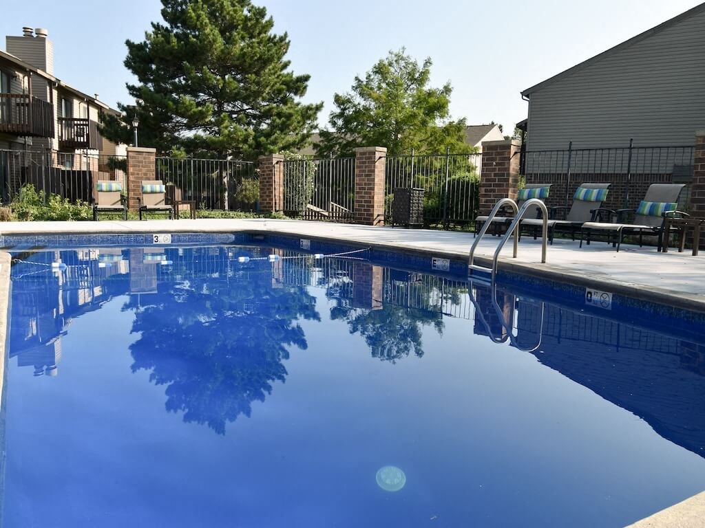 the pool is clean and ready for use at the apartments