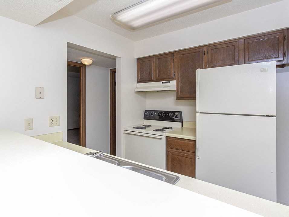 Kitchen area with breakfast bar at bavarian woods apartments