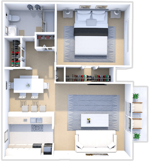 one bed one bath floor plan at castle pointe