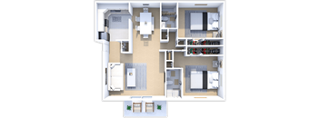 two bedroom two bath floor plan at castle pointe