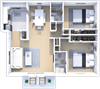 two bedroom two bath floor plan at castle pointe